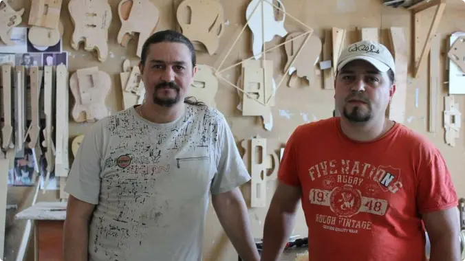 Brothers Vadim and Dima Gavrylenko in their workshop, 2015